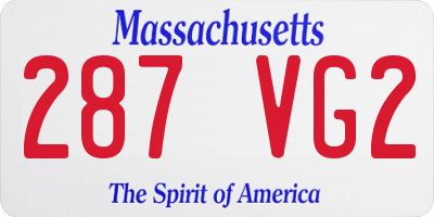 MA license plate 287VG2