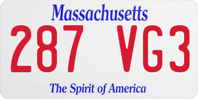 MA license plate 287VG3