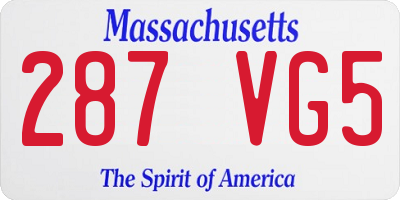 MA license plate 287VG5