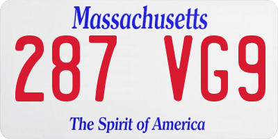 MA license plate 287VG9