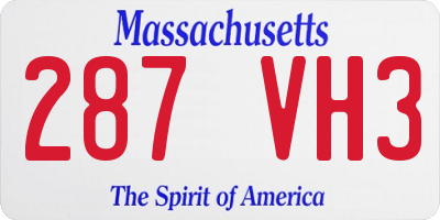 MA license plate 287VH3