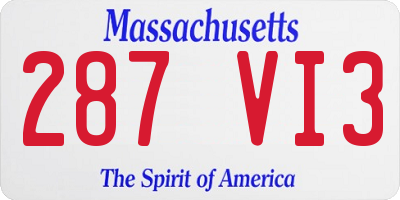 MA license plate 287VI3
