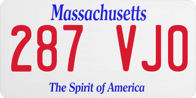 MA license plate 287VJ0