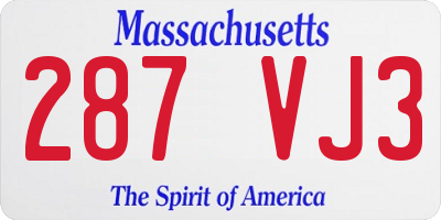 MA license plate 287VJ3