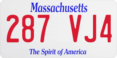 MA license plate 287VJ4