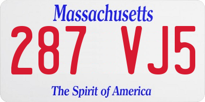 MA license plate 287VJ5