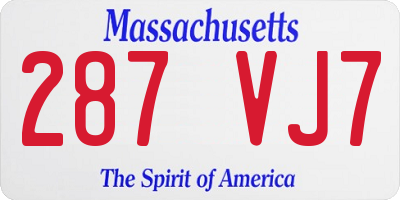 MA license plate 287VJ7