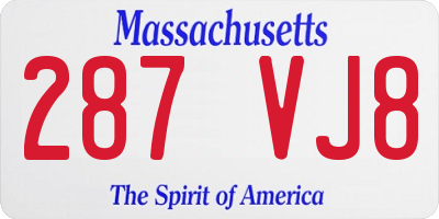 MA license plate 287VJ8