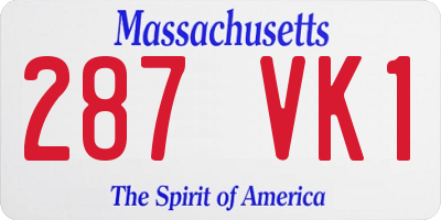 MA license plate 287VK1