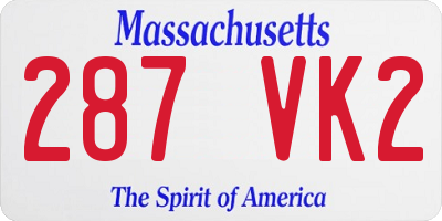 MA license plate 287VK2