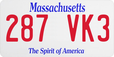 MA license plate 287VK3