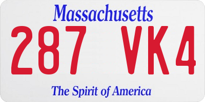 MA license plate 287VK4