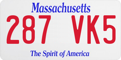 MA license plate 287VK5