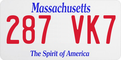 MA license plate 287VK7