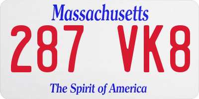MA license plate 287VK8