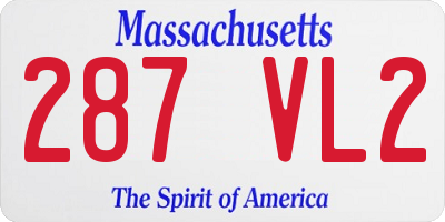MA license plate 287VL2