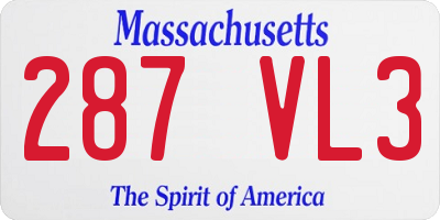 MA license plate 287VL3