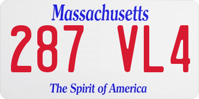 MA license plate 287VL4