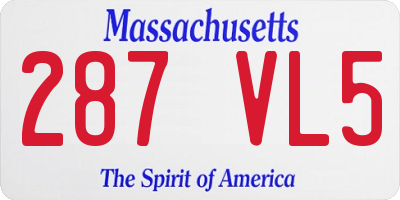 MA license plate 287VL5