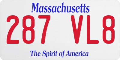 MA license plate 287VL8