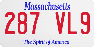 MA license plate 287VL9
