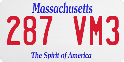 MA license plate 287VM3