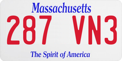 MA license plate 287VN3