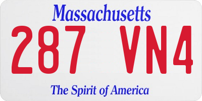 MA license plate 287VN4