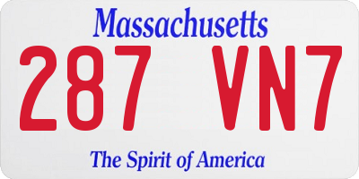 MA license plate 287VN7