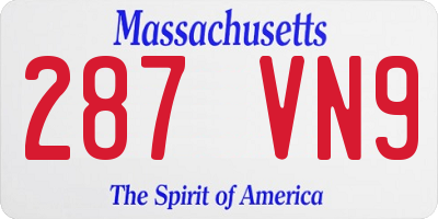 MA license plate 287VN9