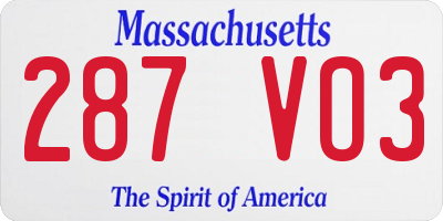 MA license plate 287VO3
