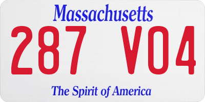 MA license plate 287VO4