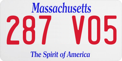 MA license plate 287VO5