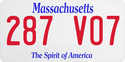 MA license plate 287VO7