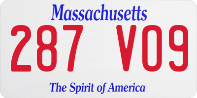 MA license plate 287VO9
