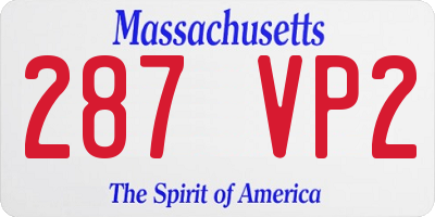 MA license plate 287VP2