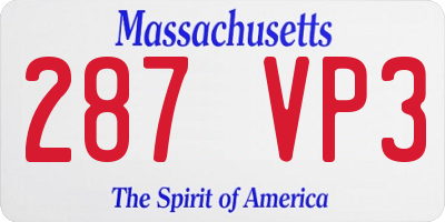 MA license plate 287VP3