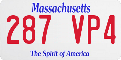 MA license plate 287VP4