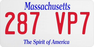 MA license plate 287VP7
