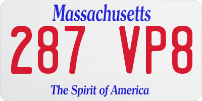 MA license plate 287VP8