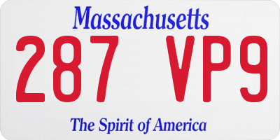 MA license plate 287VP9