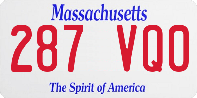 MA license plate 287VQ0