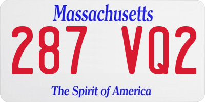 MA license plate 287VQ2