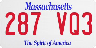 MA license plate 287VQ3