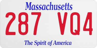 MA license plate 287VQ4