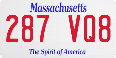 MA license plate 287VQ8
