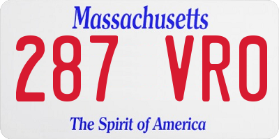 MA license plate 287VR0