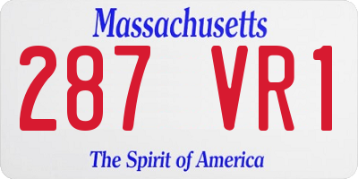 MA license plate 287VR1