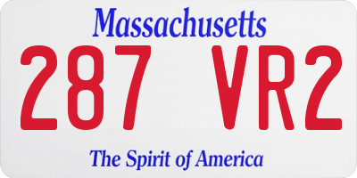 MA license plate 287VR2
