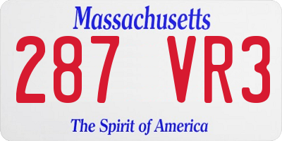 MA license plate 287VR3